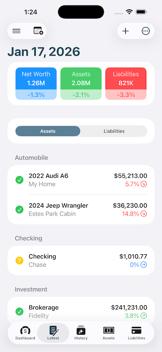 Wyrth screen showing organized financial data.